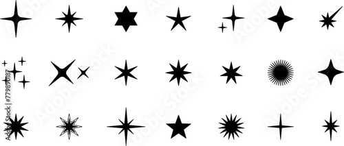 Star icons. Gold Star or favorite flat icon for apps and websites. Rating Star icon. Star vector collection. Modern simple stars. Vector illustration.