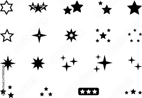 Star icons. Gold Star or favorite flat icon for apps and websites. Rating Star icon. Star vector collection. Modern simple stars. Vector illustration.