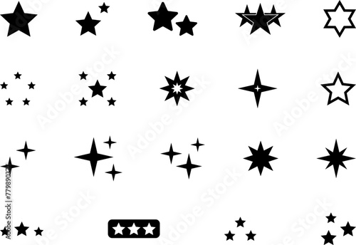 Star icons. Gold Star or favorite flat icon for apps and websites. Rating Star icon. Star vector collection. Modern simple stars. Vector illustration. © Volodymyr
