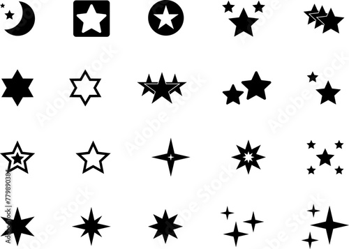 Star icons. Gold Star or favorite flat icon for apps and websites. Rating Star icon. Star vector collection. Modern simple stars. Vector illustration. © Volodymyr