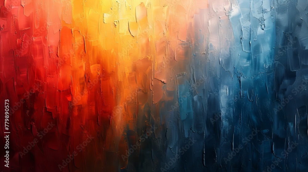 Suitable for any print or website decoration, this abstract colorful background is designed in blue blue red yellow orange rainbow colors with oil paint textures or grunge.