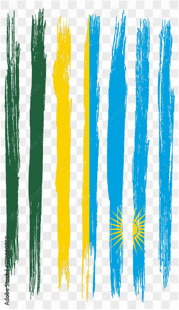 Rwanda flag brush paint textured isolated  on png or transparent background. vector illustration
