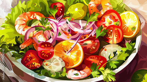 Colorful and full ingredients salad 