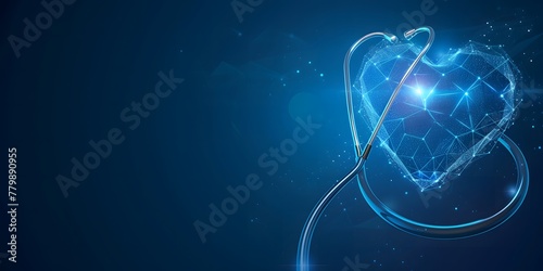 heart and stethoscope banner design, future health technology concept