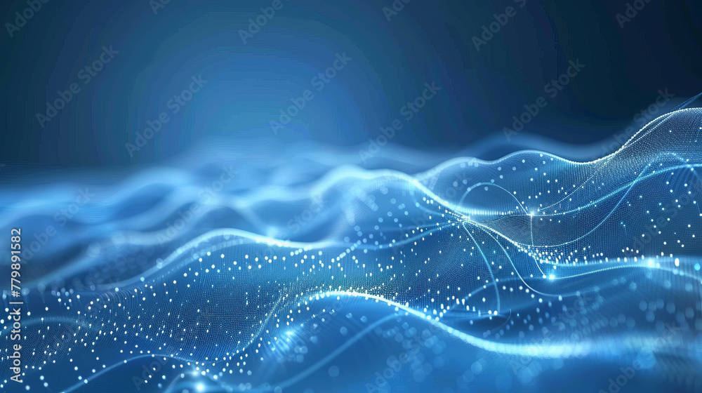 Luminous Blue Particle Waves on Dark Background Luminous Blue Particle Waves on Dark Background