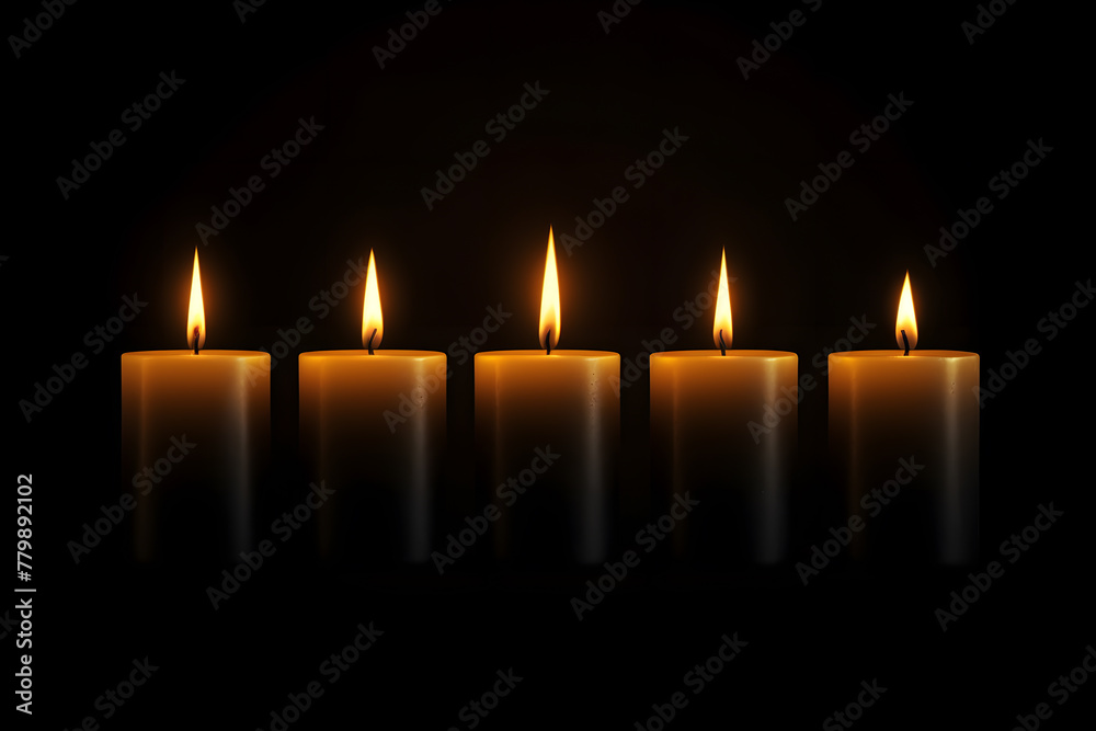 Group of litting candles isolated on black background Group of litting candles isolated on black background