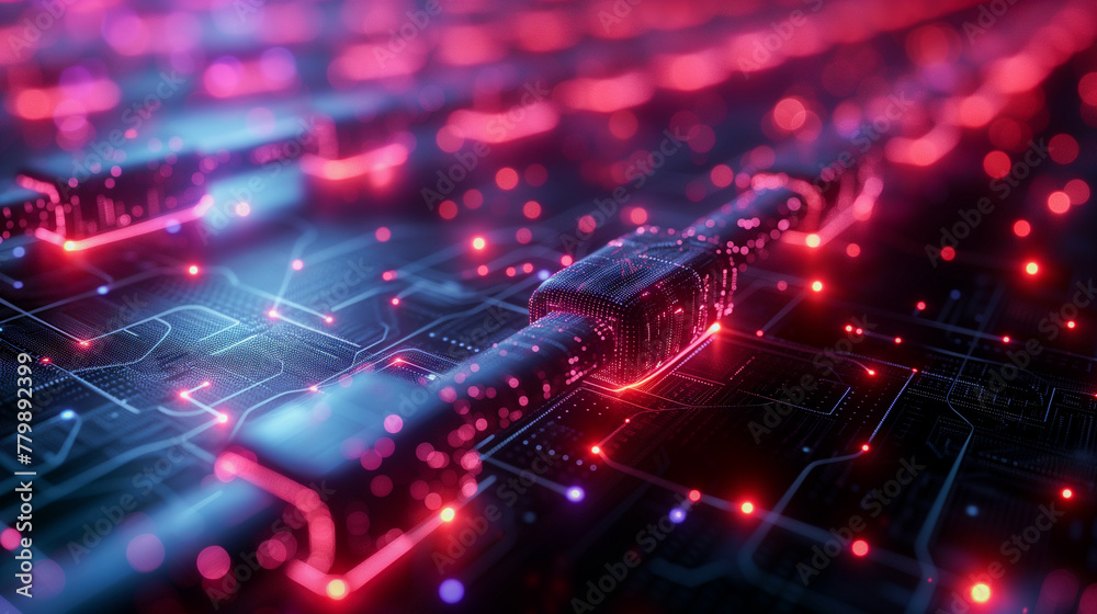 Internet connection and digital transformation concept. Purple glowing computer circuit closeup. Internet connection and digital transformation concept. Purple glowing computer circuit closeup.