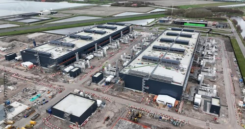 Datacenter construction, internet infrastructure, large cloud internet services are housed in this facility. Wieringermeer, The Netherlands. photo