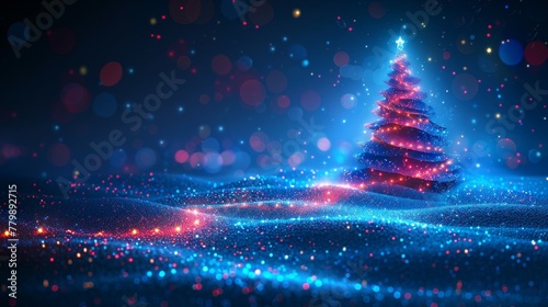 An abstract Christmas tree shaped like a starry sky. It can be used for Christmas or a happy new year. Modern illustration. photo