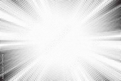 Halftone gradient sun rays pattern. abstract halftone vector dots background. monochrome dots pattern. pop art, comic small dots. star rays halftone poster. shine, explosion. sunrise rays background.