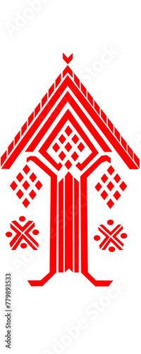 tribal pattern ( assamese pattern ) of northeast india which is used for textile design in assam gamosa , muga silk or other traditional dress.similar to ukrainian pattern or russian pattern.vector
