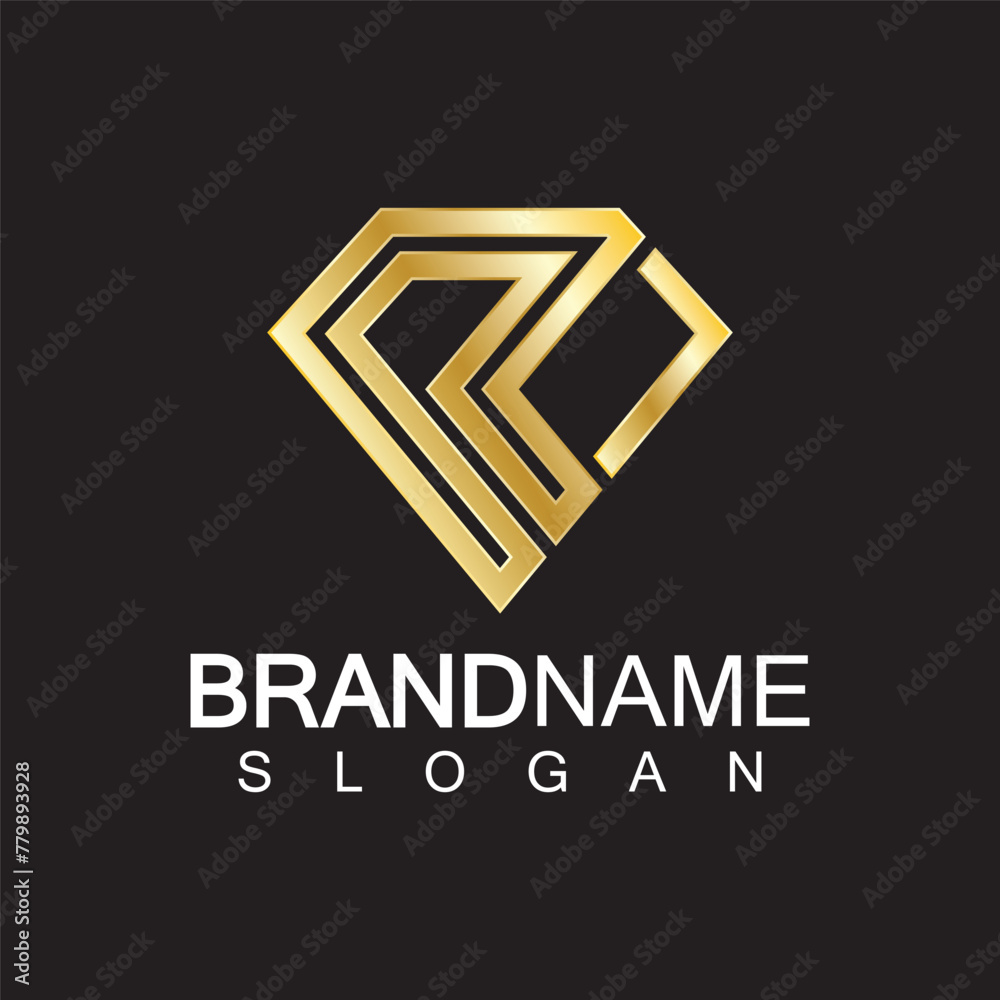 A diamond shaped letter R logo design isolated black background. A diamond shaped letter R logo design isolated black background.