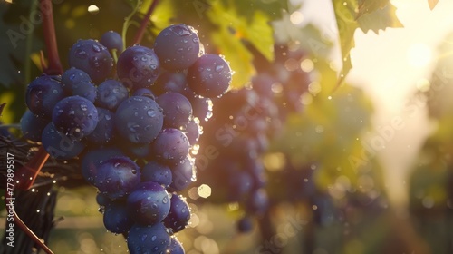 Sun-kissed Grapes in Vineyard