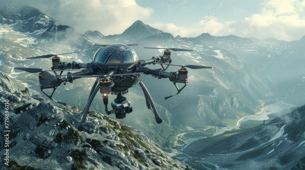 Fototapeta premium A high-tech drone with a built-in camera and intelligent flight modes