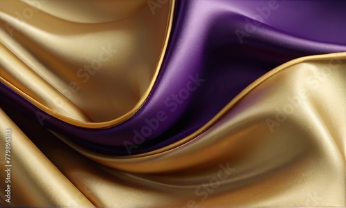 Abstract Background with 3D Wave Bright Gold and Purpl