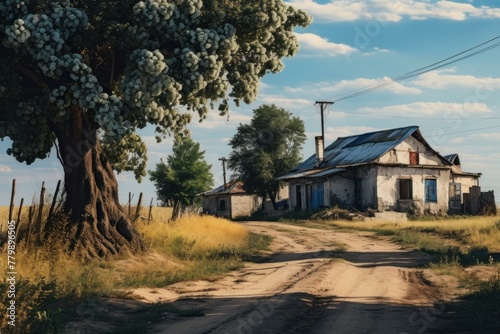 Timeless Rural Ukraine landscapes. Natural countryside village beautiful scene. Generate ai