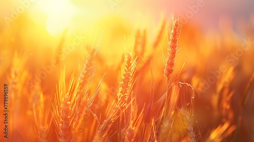 Warm Sunset Over Wheat Field