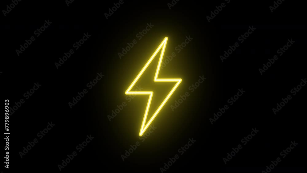 Neon lightning icon animation, slow blink. Glowing neon lightning sign, looped slow flashing animation. Electric energy, electricity charge, thunderbolt power, voltage. Yellow, green, orange colors Neon lightning icon animation, slow blink. Glowing neon lightning sign, looped slow flashing animation. Electric energy, electricity charge, thunderbolt power, voltage. Yellow, green, orange colors