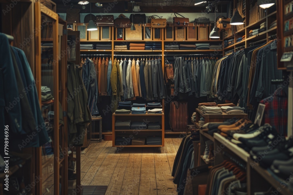 Interior of a modern mens wear store