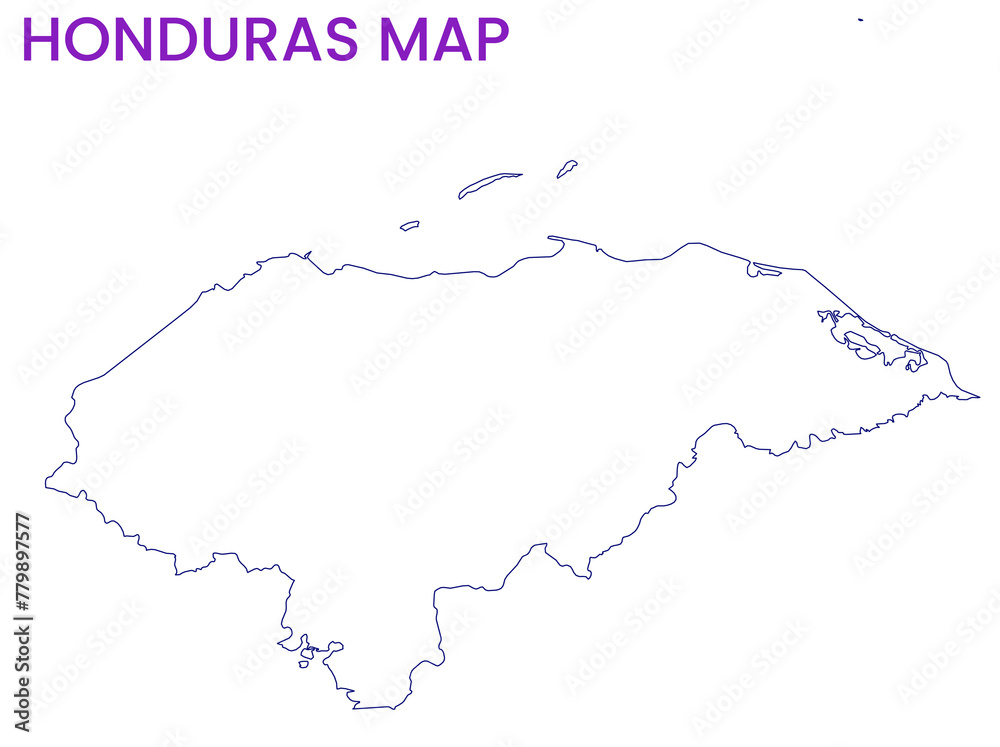 High detailed map of Honduras. Outline map of Honduras. North America ...