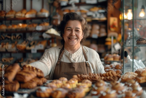 Portrait of a happy female pastry shop owner © NikoG