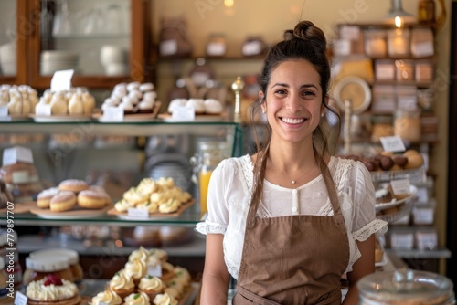 Portrait of a happy female pastry shop owner