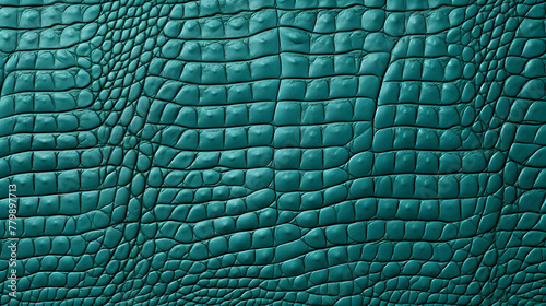 Turquoise green texture of crocodile leather background © Oksana