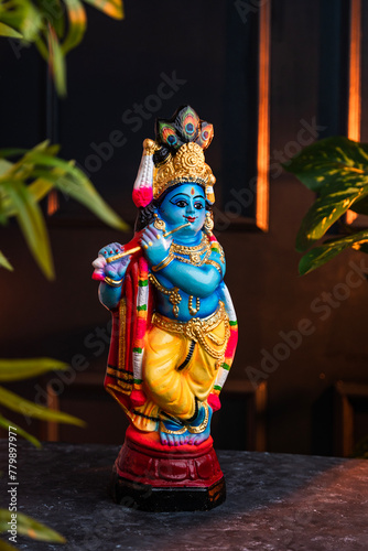 Hindu God Krishna photo, Happy Janmashtami and Vishu background