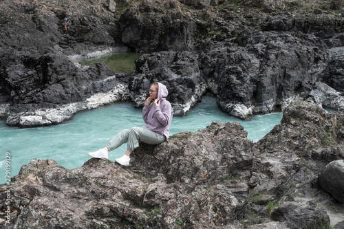 Woman at the river Katun