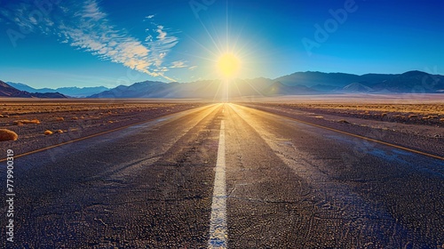 a road with the sun shining over it