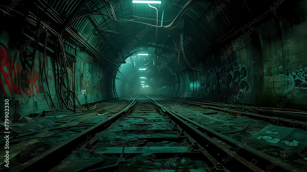 The Forgotten Subway: A Graffiti Adventure./n - obrazy, fototapety, plakaty 