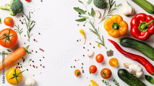 a group of vegetables and spices photo