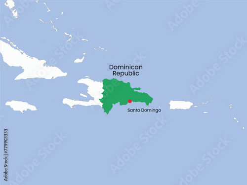 High detailed map of Dominican Republic. Outline map of Dominican Republic. North America