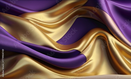 Abstract Background with 3D Wave Bright Gold and Purpl