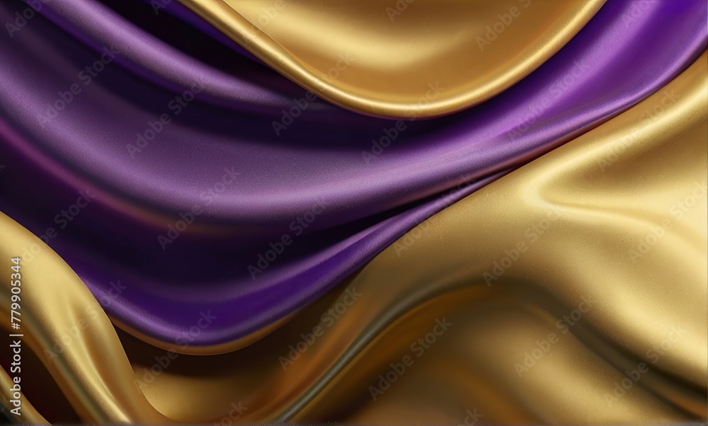 Obraz premium Abstract Background with 3D Wave Bright Gold and Purpl