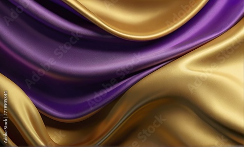 Abstract Background with 3D Wave Bright Gold and Purpl