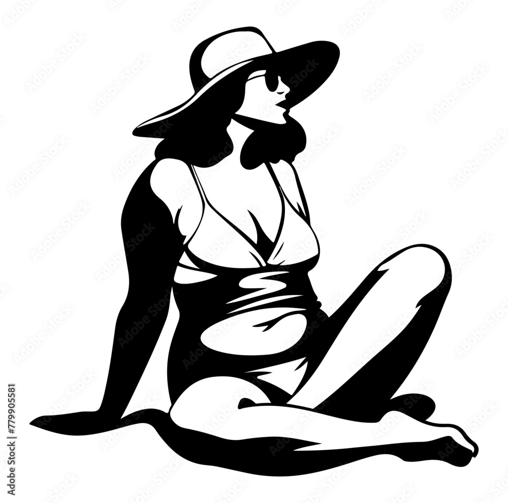 beautiful plus size women sit in beach outfit beautiful plus size women sit in beach outfit