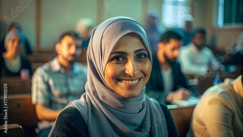 Happy North African University Student Embracing Knowledge photo