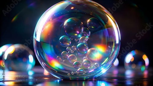 Holographic Liquid 3D Render Bubble