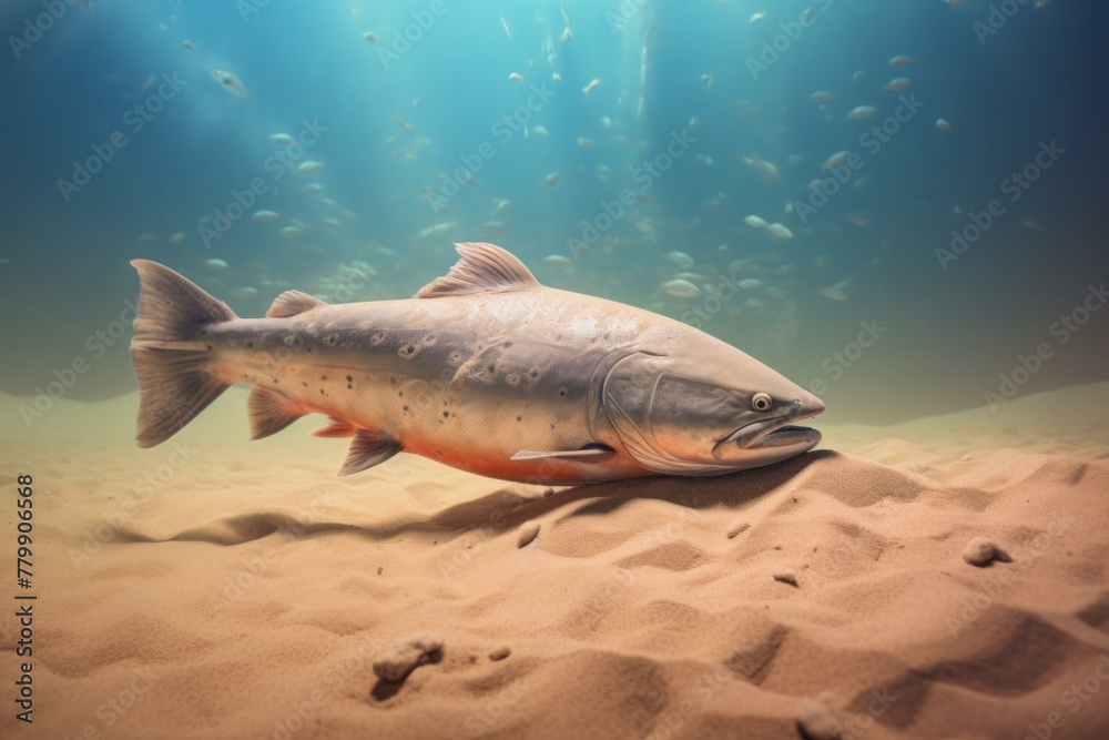 Naklejka premium Vivid Salmon underwater nature. Ocean animal. Generate Ai