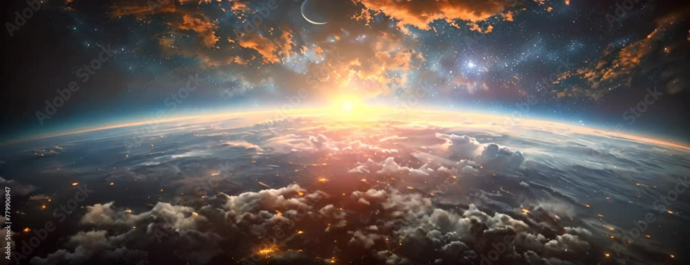 Cinematic shot of planet earth globe clouds and space background. 4K Video