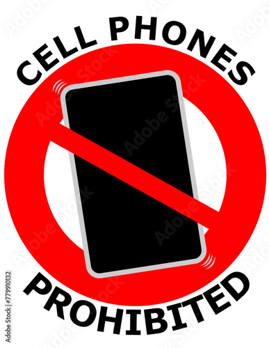 Cell Phones Prohibited, universal NO symbol. No phone sign. No talking and calling icon vector