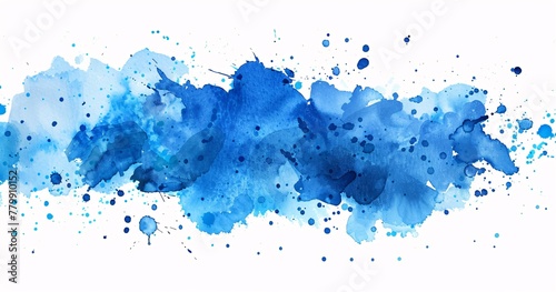 a blue paint splatter on a white background