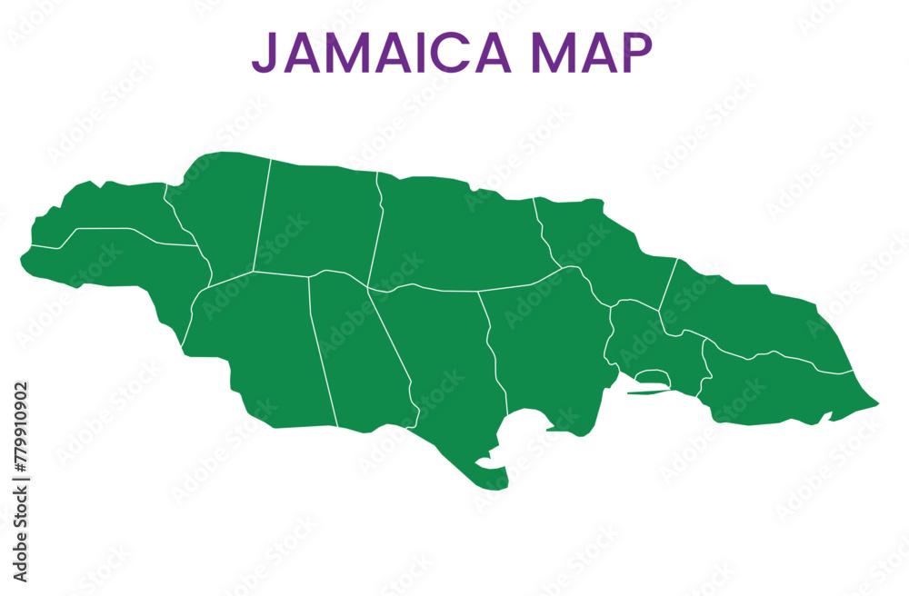 High detailed map of Jamaica. Outline map of Jamaica. North America
