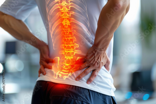 Lower back pain, sport injury office syndrome, backache concept.