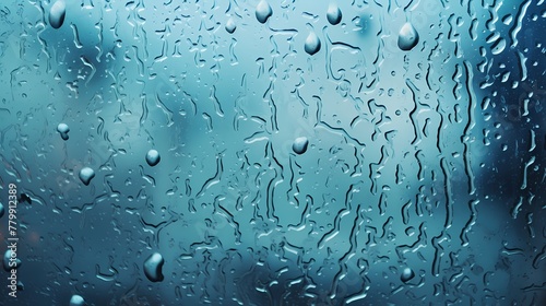 A close-up of a rain-soaked window, with rivulets of water tracing intricate patterns against the glass