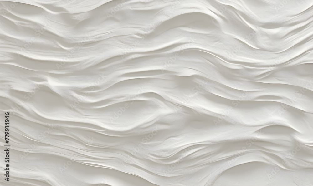 Minimalistic abstract background with white 3d waves. Banner with beige glossy soft wavy embossed texture isolated on white background with copy space. Sandy, creamy surface background, top view. Minimalistic abstract background with white 3d waves. Banner with beige glossy soft wavy embossed texture isolated on white background with copy space. Sandy, creamy surface background, top view.