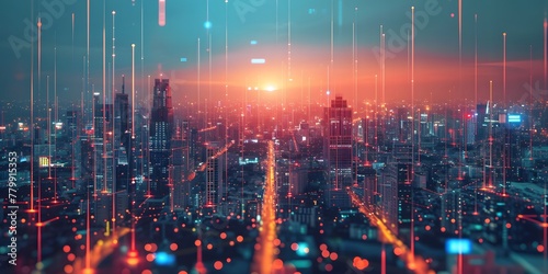 smart city and big data connection technology concept
