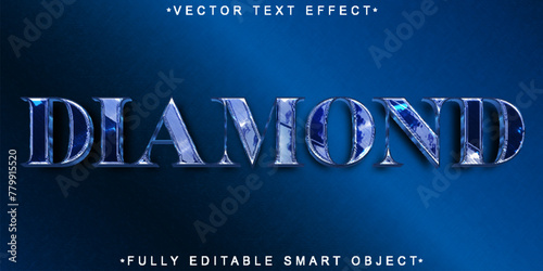 Shiny Blue Gem Diamond Vector Fully Editable Smart Object Text Effect