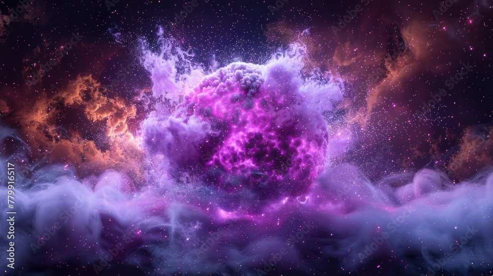 Fototapeta premium galaxy purple planet explosion most attractive fluorescent